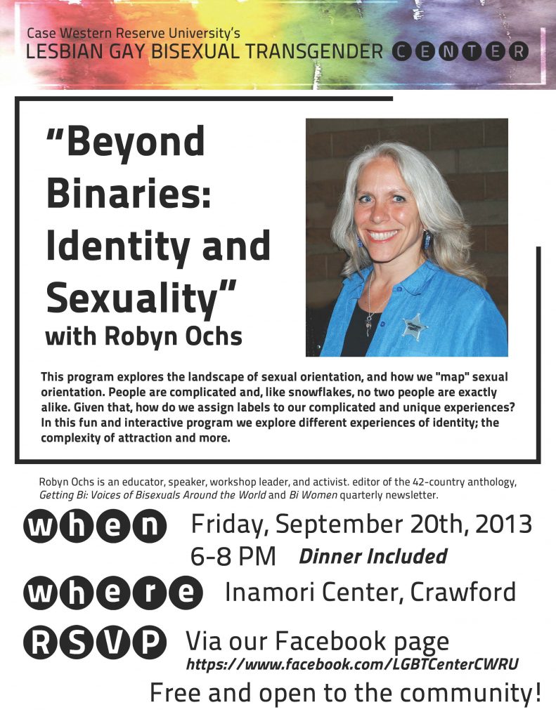 CWRU LGBT Center flier for Robyn Ochs visit