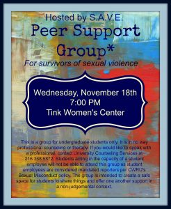 Sexual Assault and Violence Educators support group flyer