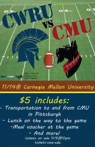 CWRU vs. Carnegie Mellon game poster