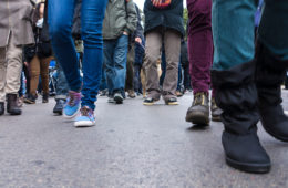 Photo of protestors' feet on a street